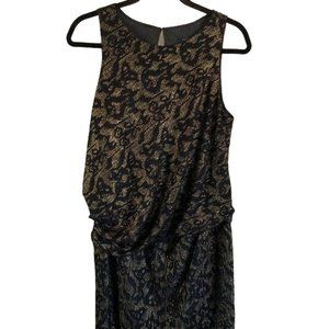 David Meister Gold & Black Shimmer Dress, Sz 10
